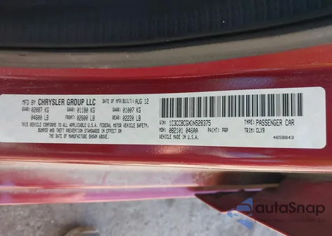 2013 Chrysler 200 Limited from USA, damaged, VIN 1C3CCBCGXDN528375